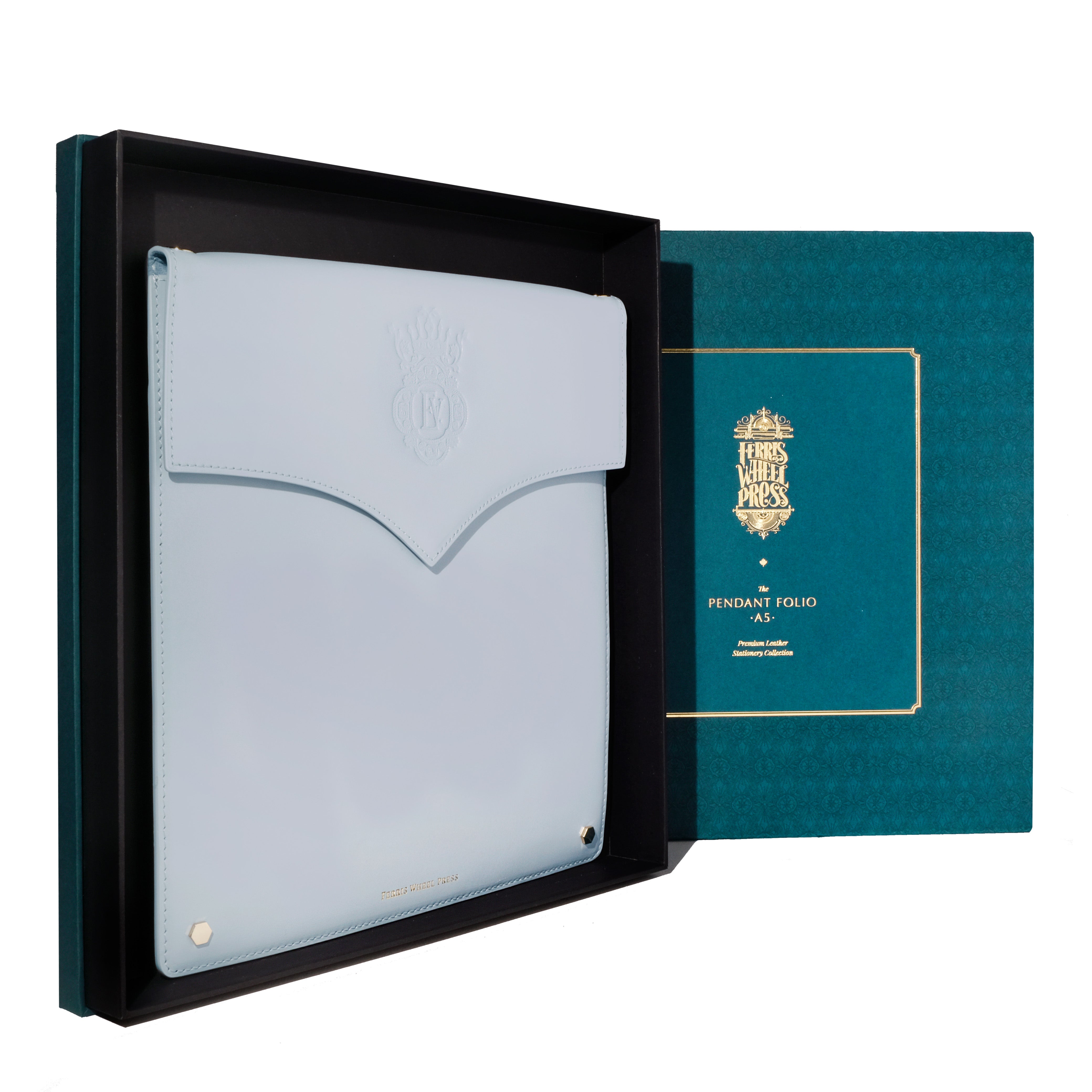 Leather Stationery Collection - The Pendant Folio A5 / Light Blue